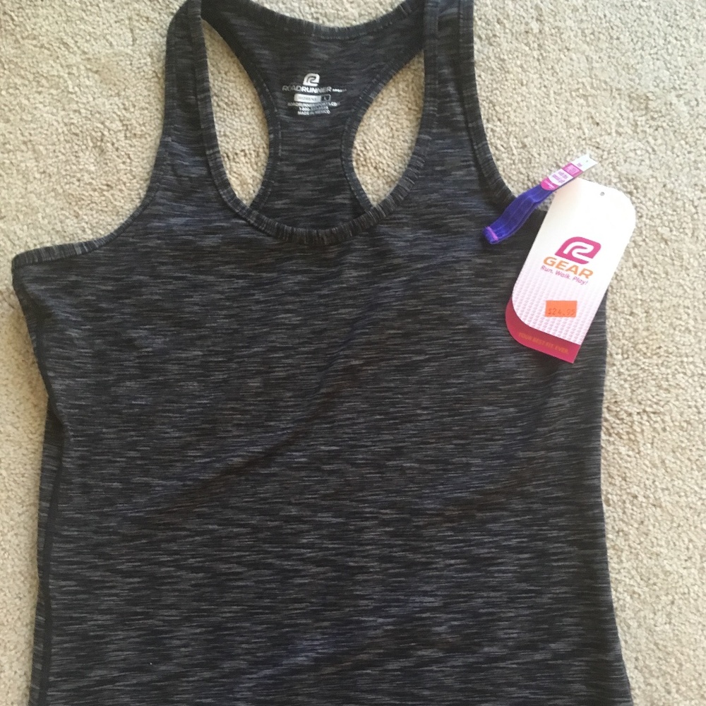RoadRunner Sports Workout Tank--Heathered Blk--L